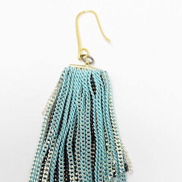 Tri-color Chain Dangle Statement Earrings - Picture 8 of 9